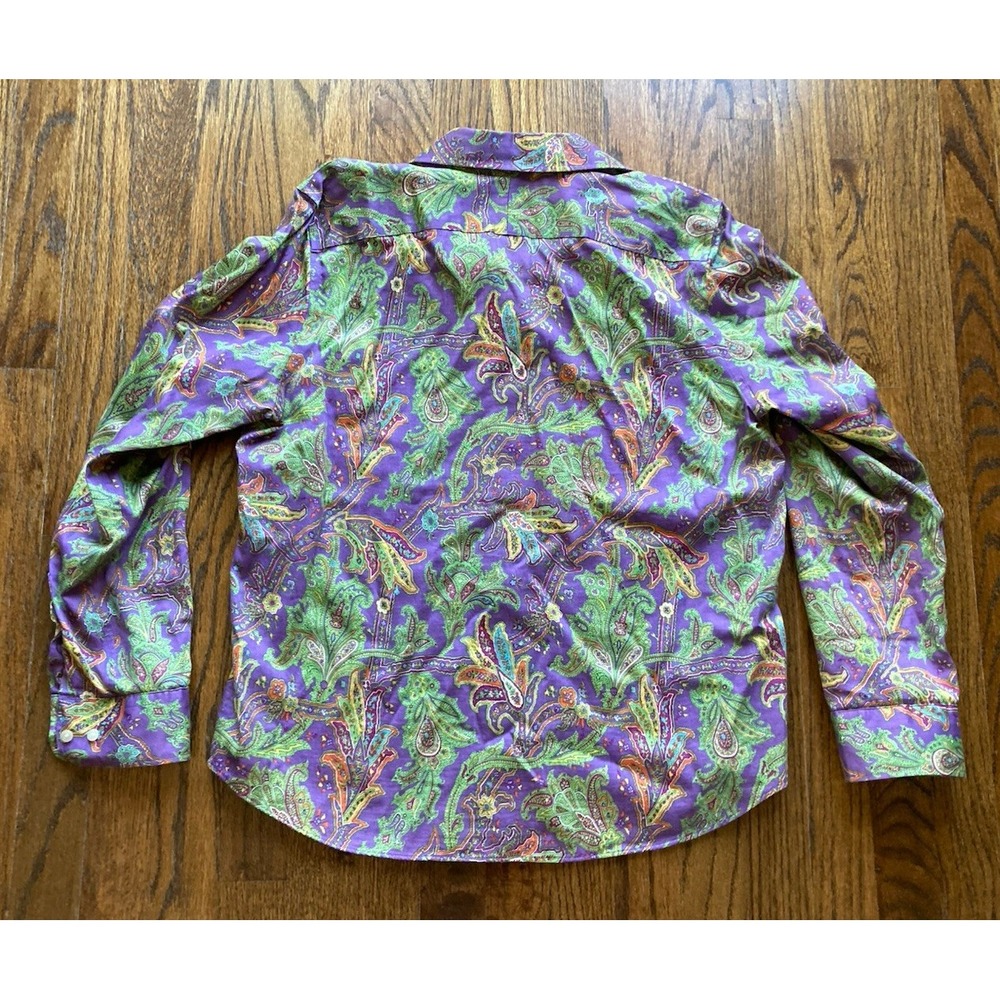 Chaps Ralph Lauren Shirt Mens Large Paisley Purple Floral Disco Long Sleeve - Picture 8 of 8